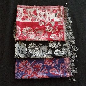 Flowered patterned scarves